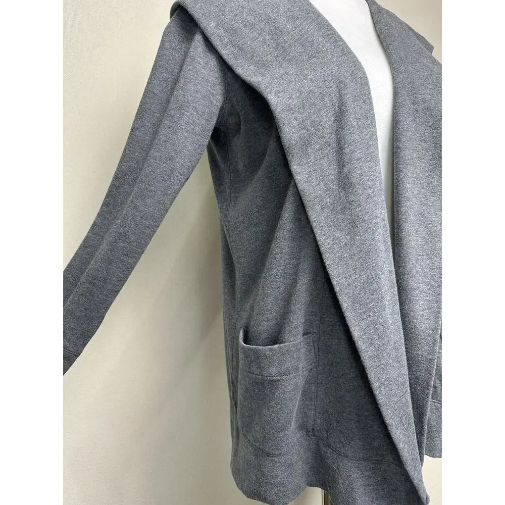 ANN TAYLOR LOFT‎ Cardigan XS Open Front Hooded Cotton Blend Gray Classic